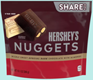 Hershey Nuggets Dark Choc W/Almonds 6/10.1 Bag 07/2024 UPC: 034000-018741